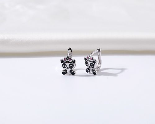 Srebrne kolczyki dla dziewczynki dzieci pandy srebro próba 925 na Arena.pl