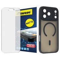 Szkło hybrydowe do iPhone 17 Pro Max MATOWE + MagSafe ETUI czarne TPU