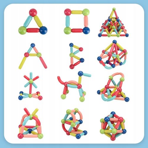 KLOCKI MAGNETYCZNE KONSTRUKCYJNE EDUKACYJNE DUŻY ZESTAW 120 ELEMENTÓW na Arena.pl