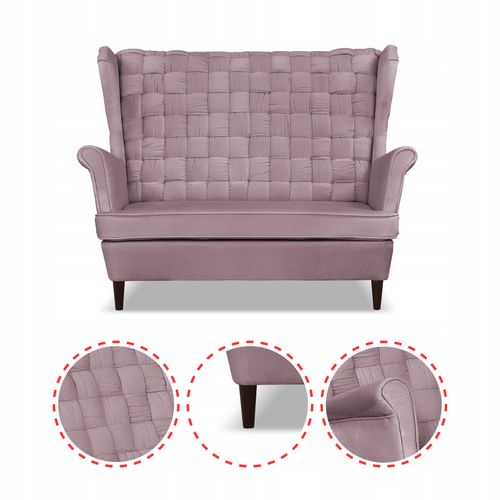 Zestaw wypoczynkowy Carol sofa fotele pufy paski różowy na Arena.pl