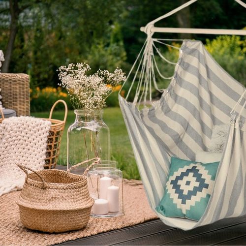 HAMAK FOTEL WISZĄCY OGRODOWY BRAZYLIJSKI BUJANY HUŚTAWKA KOKON SZARY na Arena.pl