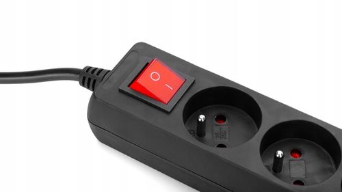 PRZEDŁUŻACZ SIECIOWY LISTWA ZASILAJĄCA WŁĄCZNIK CZARNY GRUBY 3 GNIAZDA na Arena.pl