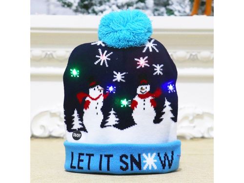 Czapka zimowa led świąteczna święta świeci ciepła wzór 3 bałwany na Arena.pl