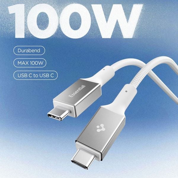 spigen eb10010cc essential type-c cable 100w 100cm white zdjęcie 3