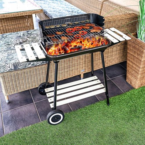 Grill węglowy ogrodowy na kółkach z 3 półkami na Arena.pl