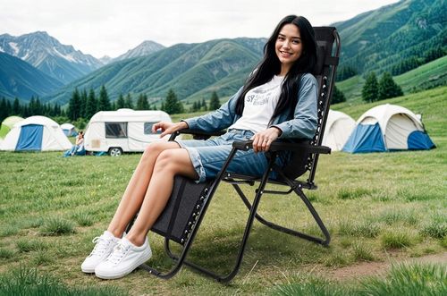 LEŻAK OGRODOWY Z PODNÓŻKIEM, ZAGŁÓWKIEM I STOLIKIEM NA NAPOJE ZERO GRAVITY na Arena.pl