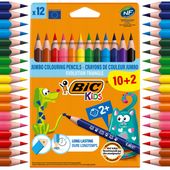 BIC KIDS EVO TRÓJKĄTNE GRUBE KREDKI OŁÓWKOWE DLA DZIECI EKO 12 KOLORÓW