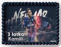 PROSTOKĄTNY OPŁATEK NA TORT A4 20x29CM - NEYMAR PIŁKA + IMIĘ