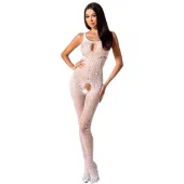 passion bs078 bodystocking koronkowy, biały, uniwersalny rozmiar