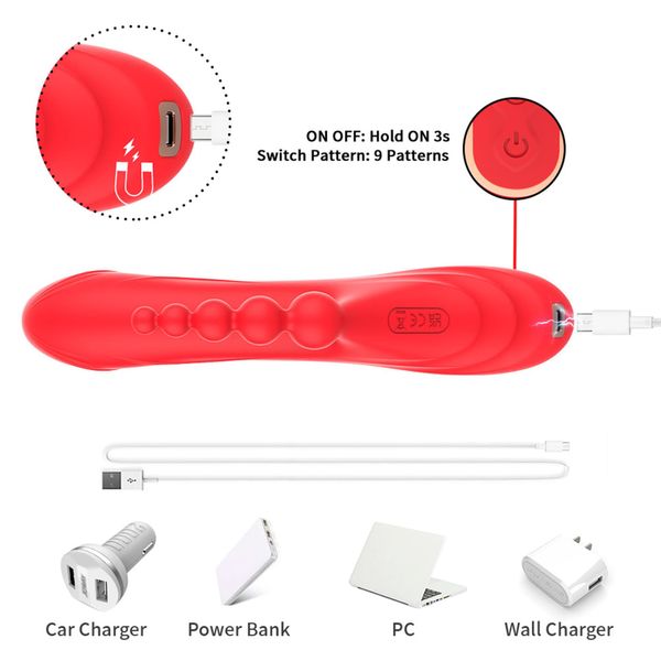wibrator króliczek trident czerwony usb 22 cm zdjęcie 2