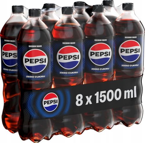 Napój gazowany Pepsi Cola Zero cukru butelka 8x 1,5l 1500ml na Arena.pl