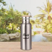 Srebrny metalowy termos z rączką 500 ml z Twoim nadrukiem