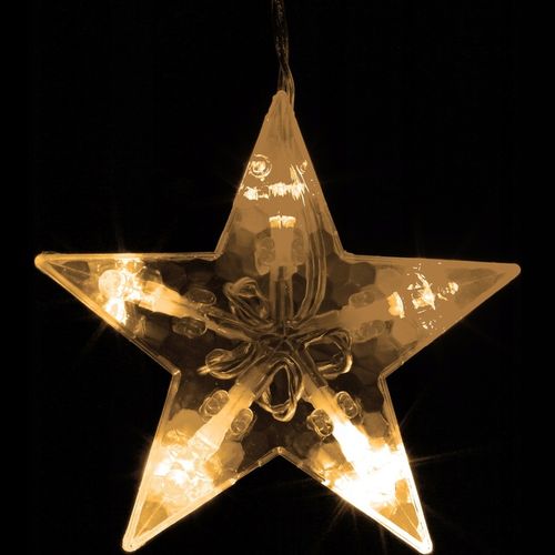 Świąteczna kurtyna 5 gwiazdek, oswietlenie 61 LED, ciepła biel+ pilot na Arena.pl