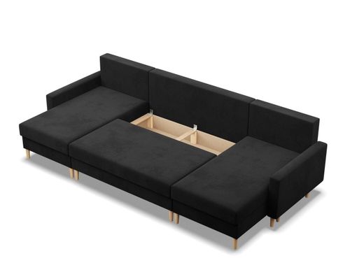Narożnik w kształcie U, MILO, mikrofaza, 294x140x92 cm, czarny | TYLETEGOTU na Arena.pl