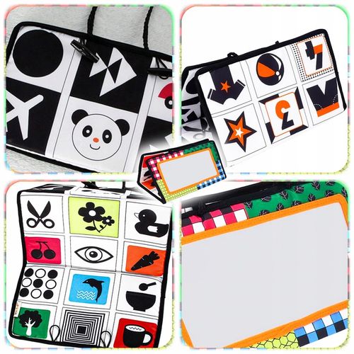 KSIĄŻECZKA KONTRASTOWA DLA NIEMOWLĄT Z Lusterkiem Sensoryczna Składana 0+ na Arena.pl