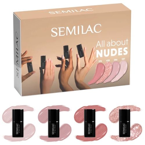 Semilac Zestaw lakierów hybrydowych All About Nudes Set 378 458 586 587 na Arena.pl