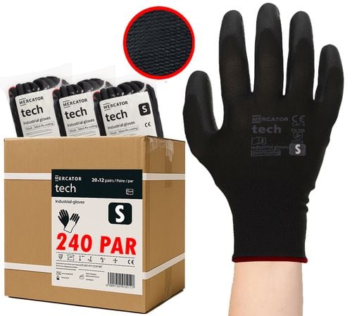 rękawice robocze mercator tech black+black pu - s - 240 par na Arena.pl