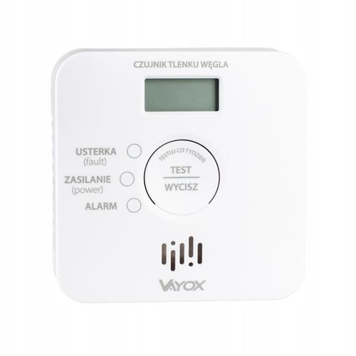CZUJNIK CZADU DETEKTOR TLENKU WĘGLA WYKRYWACZ 10LAT ŻYWTONOŚCI 85db VAYOX na Arena.pl