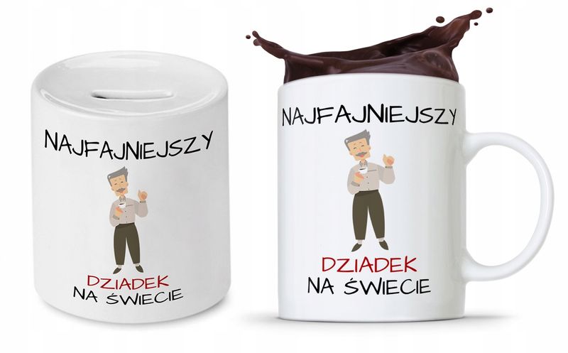 Zestaw Dla Dziadka Dzień Dziadka Kubek + Skarbonka Z Nadrukiem Ze Zdjęciem zdjęcie 1