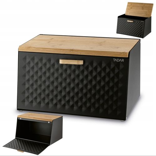 Elegancki CHLEBAK CZARNY metalowy pojemnik na chleb pieczywo Geometric na Arena.pl