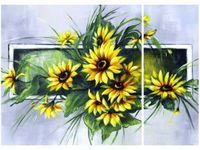 70X50CM SŁONECZNIKI DWÓJ OBRAZ NIESYMETRYCZNY