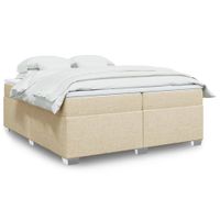 Łóżko kontynentalne z materacem, kremowe, tkanina, 200x200 cm