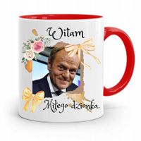 Kubek Czerwony Donald Tusk Po Platforma Prezent Z Nadrukiem Ze Zdjęciem