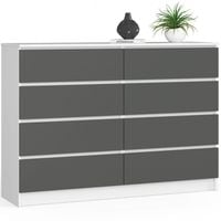 Komoda do sypialni, STILO, 8 szuflad, 140x40x99 cm, biel | TYLETEGOTU