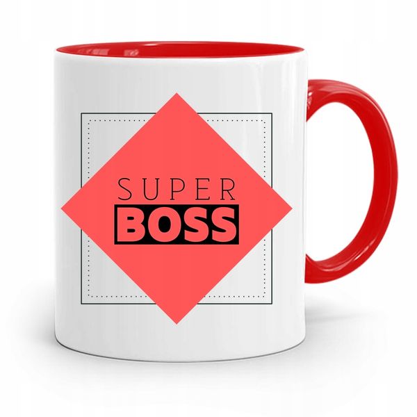 Kubek Czerwony Dla Szefa Super Boss Prezent Z Nadrukiem Ze Zdjęciem zdjęcie 1