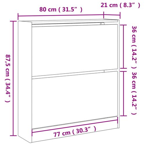 Szafka na buty, przydymiony dąb, 80x21x87,5 cm na Arena.pl