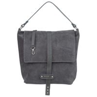VEZZE torebka damska zamszowa worek z klapą i paskiem ramię V530 c.szara