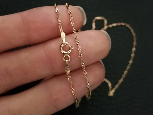 Złoty łańcuszek 585 elegancki SINGAPUR 50cm 14kt na chrzest i komunię 14k zdjęcie 8