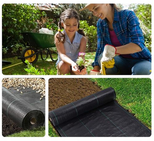 AGROTKANINA 135g 1,6x50m agrowłóknina PREMIUM UV 3% mocna czarna mata+kotwy na Arena.pl