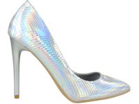 Perłowe srebrne opalizujace szpilki syrenki 36