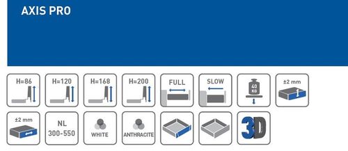 SZUFLADA GTV AXIS PRO 400D1 B. WYSOKA L400 H199 BIAŁA CICHY DOMYK na Arena.pl