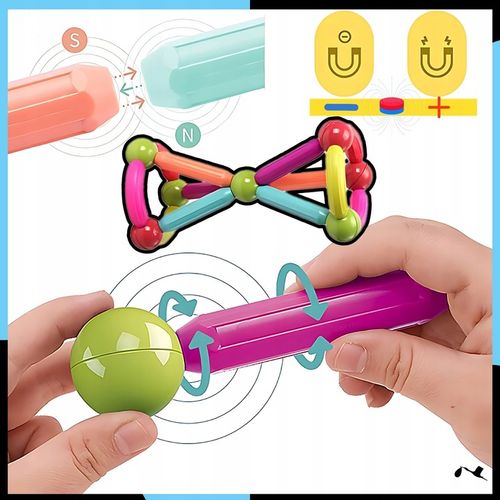 KLOCKI MAGNETYCZNE GALAXIA DUŻE Konstrukcyjne Dla Dzieci 120 el Magnetic na Arena.pl