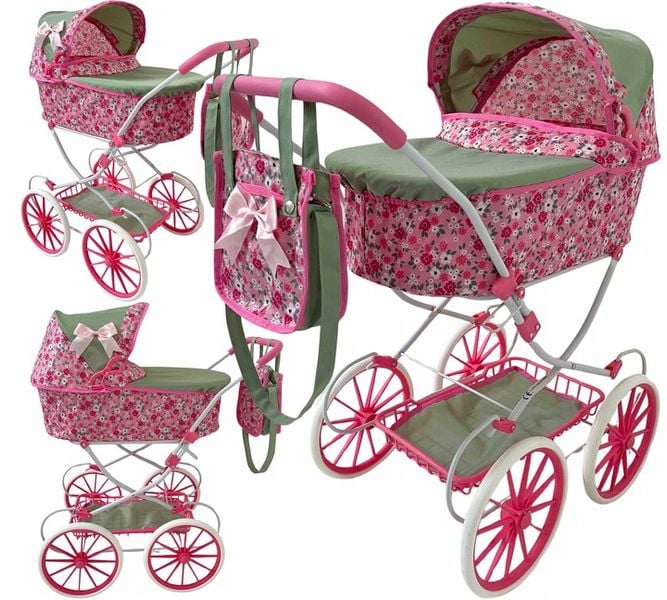 WÓZEK DLA LALEK RETRO GŁĘBOKI + TORBA zdjęcie 3