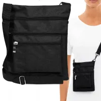 Torebka mini listonoszka czarna 21x17cm saszetka pasek na paszport telefon