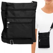 Torebka mini listonoszka czarna 21x17cm saszetka pasek na paszport telefon