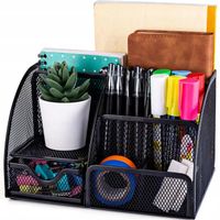 Organizer przybornik na biurko metalowy siatka 5 komór szuflada biurkowy XL
