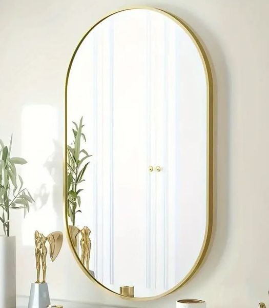 Lustro Elipsa 75x40cm złote GX06 ścienne owalne łazienkowe do salonu sypialni loftowe Industrialne minimalistyczne zdjęcie 2