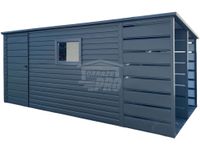 Schowek Domek ogrodowy 3,8x2,5m + wiata 1,2m drzwi okno dach spad GP459
