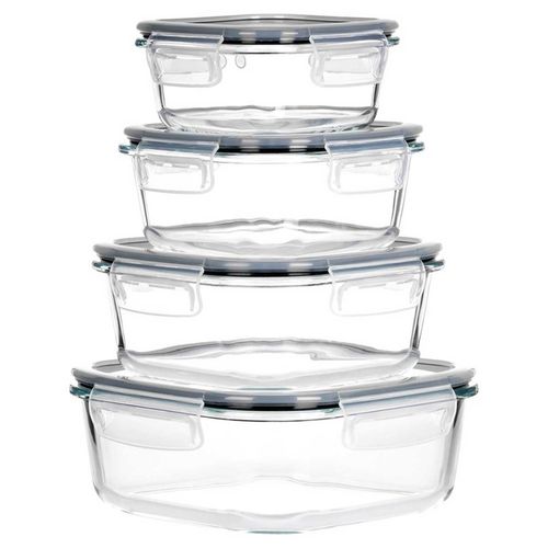 zestaw 4 szklanych pojemników na żywność z pokrywami i uszczelkami 229236 na Arena.pl