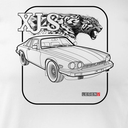 Koszulka z samochodem jaguar z jaguarem xjs kolekcjonerska męska biała REGULAR S na Arena.pl