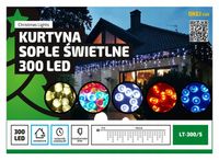 KURTYNA SOPLE 300LED 15m ZEWNĘTRZNE TIMER NIEBIESK