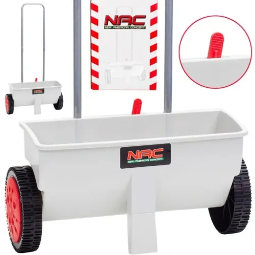 Siewnik NAC Rozsiewacz trawy nawozu soli piasku 45cm 12L na kołach S12-K na Arena.pl