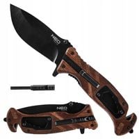 NEO NÓŻ SURVIVALOWY SKŁADANY WIELOFUNKCYJNY 6W1 + KRZESIWO 22CM 63-107