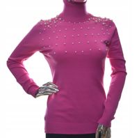 Damski golf sweter z golfem perełkami perełki UNI