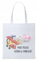 Torba Biała Eco Shopper Dla Pilota Z Nadrukiem Ze Zdjęciem