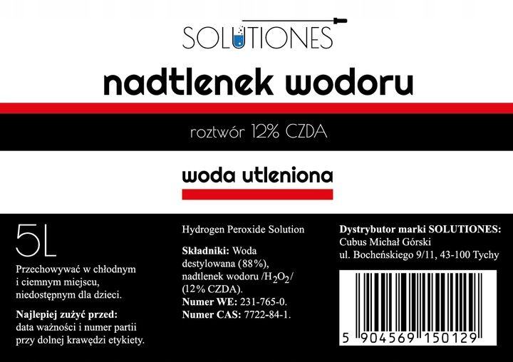 Nadtlenek wodoru 12% woda utleniona 5l Solutiones zdjęcie 2